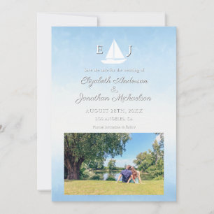 Wasser trifft Himmel Aquarell-Hochzeit Save The Date
