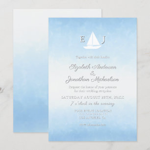 Wasser trifft Himmel Aquarell Hochzeitsempfang Einladung