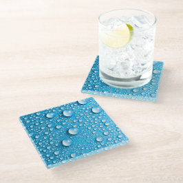 Wasser tropft auf blau | Untersetzer aus Glas