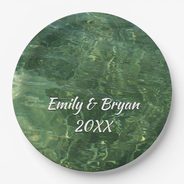 Wasser über dem Foto Gras II (blau und grün) Pappteller (Vorderseite)