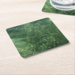 Wasser über dem Foto Gras II (blau und grün) Rechteckiger Pappuntersetzer