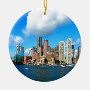 Wasser und Skyline Bostons Massachusetts Keramikornament