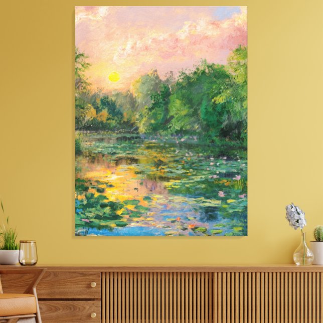 Wasser von Claude Monet, Sonnenuntergang, farbenfr Leinwanddruck (Insitu (Wohnzimmer))