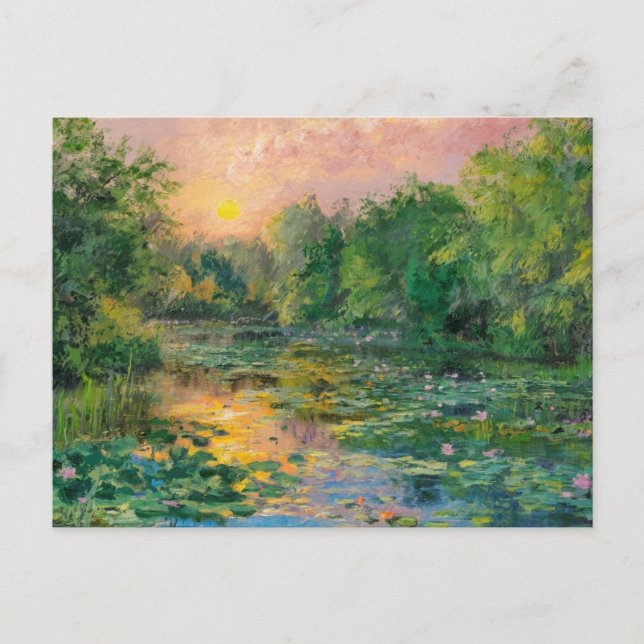 Wasser von Claude Monet, Sonnenuntergang, farbenfr Postkarte (Vorderseite)
