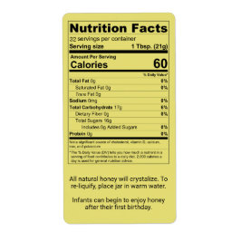 Wasser White Honey Jar Nutrition Facts Labels