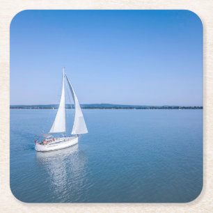 Wasser   Yacht am Plattensee Ungarn Rechteckiger Pappuntersetzer