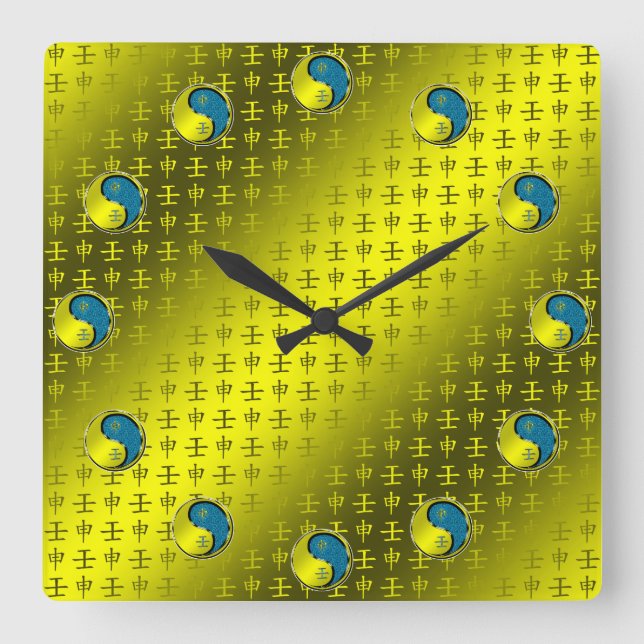 Wasseraffe Quadratische Wanduhr (Vorderseite)