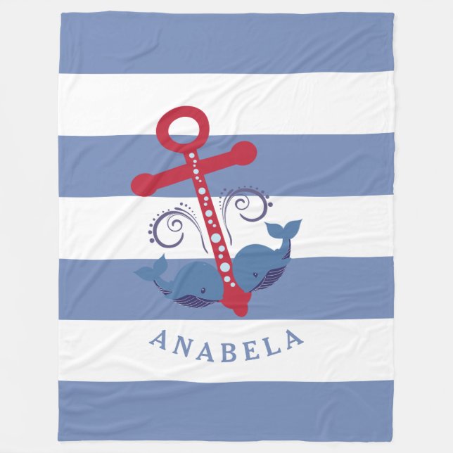 Wasseranker mit weißen Walen Fleecedecke (Vorderseite)