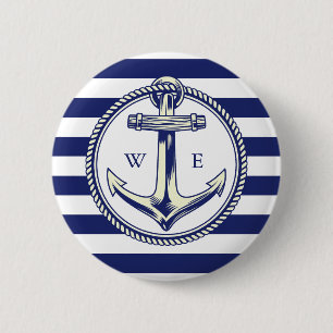 Wasseranker Seblau Streifen Button