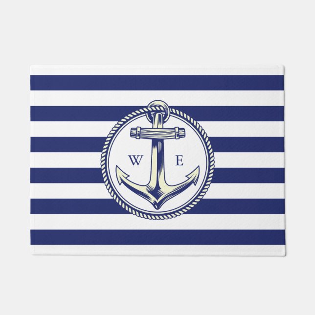 Wasseranker Seblau Streifen Fußmatte (Vorderseite)