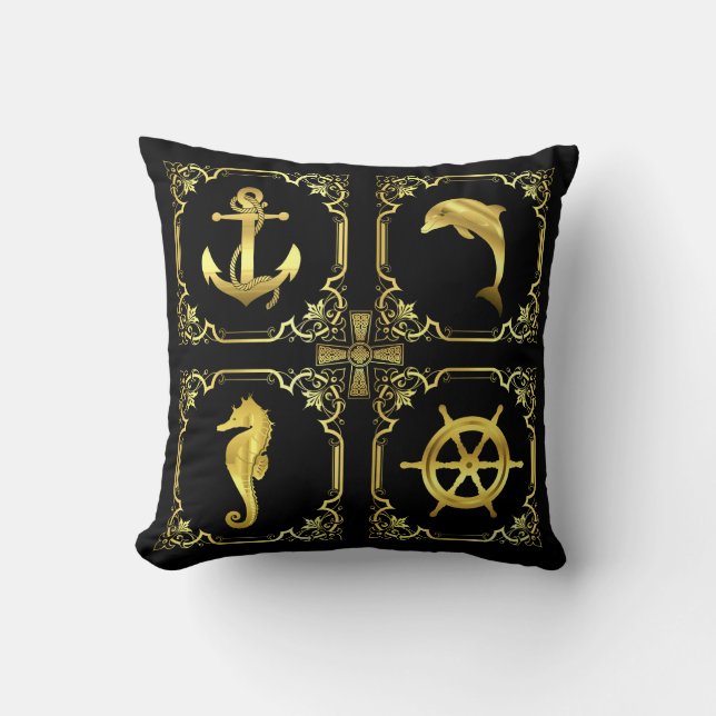 Wasseranker/Segelboot/Rad/Leuchtturm/Delphin+ Kissen (Vorderseite)