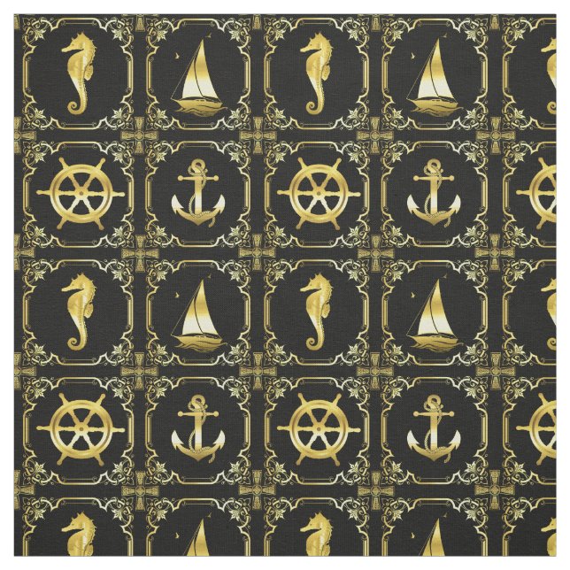 Wasseranker/Segelboot/Rad/Leuchtturm/Delphin Stoff (Muster)