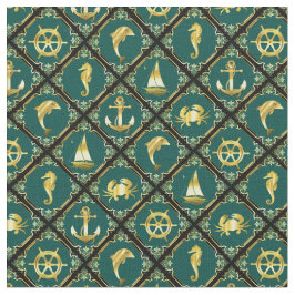 Wasseranker/Segelboot/Rad/Leuchtturm/Delphin Stoff