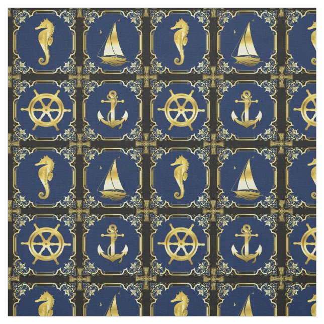 Wasseranker/Segelboot/Rad/Leuchtturm/Delphin Stoff (Muster)