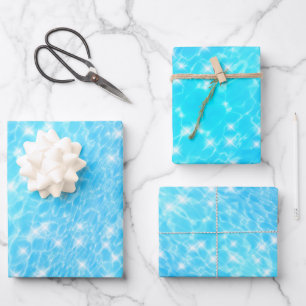 Wasserarme blaues Wasser Textur cool modernes Chic Geschenkpapier Set
