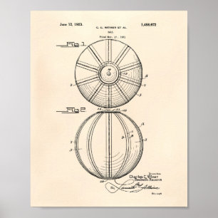 Wasserball 1923 Patent Kunst Alter Pepper Poster