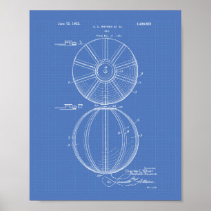 Wasserball 1923 Patent Kunst Blaupause Poster