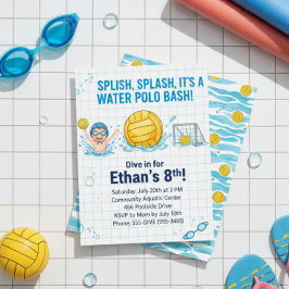 Wasserball-Poolparty-Jungen-Geburtstagseinladung Einladung
