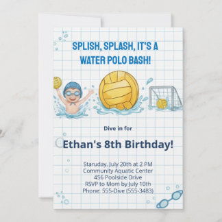 Wasserball-Poolparty-Jungen-Geburtstagseinladung Einladung