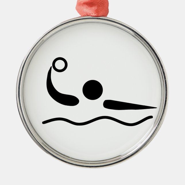 Wasserball Waterpolo Piktogramm Silbernes Ornament (Vorne)