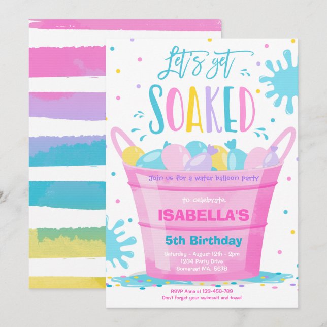 Wasserballon Birthday Party Sommerwasserballon Einladung (Vorne/Hinten)