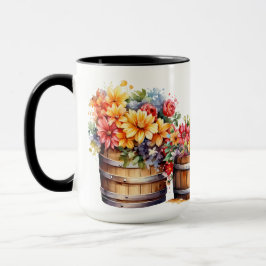 WASSERBARRELS ORANGE GELBE BLUMEN TASSE
