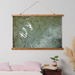 Wasserbedeckte Felsplatte Naturfoto Wandteppich Mit Holzrahmen