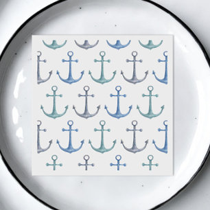 Wasserblaue Anker. Maritimes Strandmuster Serviette