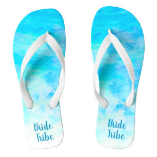 Wasserblauer Farbverlauf Einfache Monogramm Name F Flip Flops