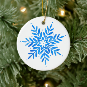  Wasserblaues Wasserfarben-Schneeglöckchen   Keramik Ornament