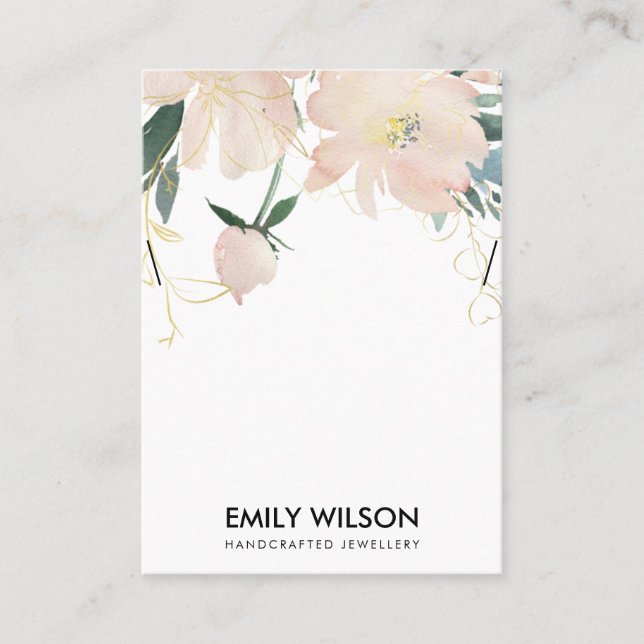 WASSERBLUSH GOLD FLORALWASSERCOLOR NEKLACE DISPLAY VISITENKARTE (Vorderseite)