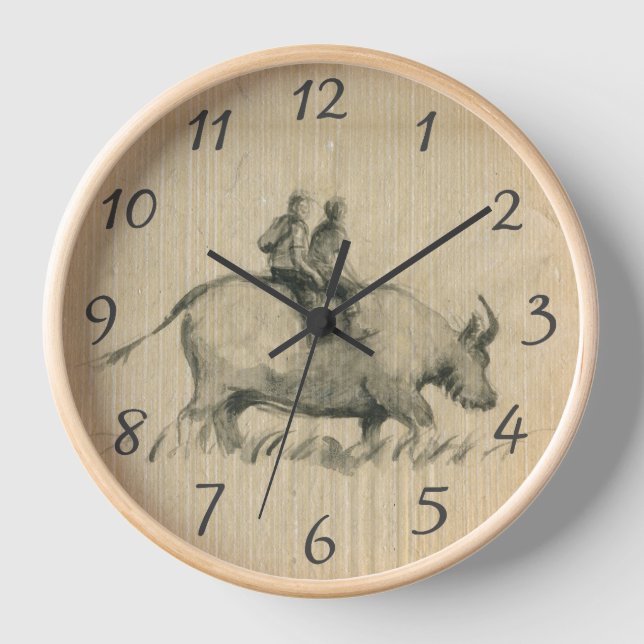 Wasserbüffel Kinder Chinesisch Ox Jahr Geburtstag  Uhr (Vorderseite)