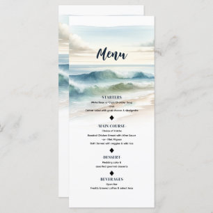Wassercolor Beach Waves Coastal Wedding Menü Menükarte