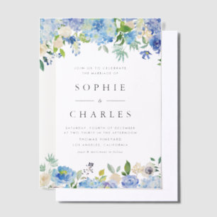 Wassercolor Blue Hydrangea Blumengarland Hochzeit