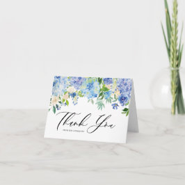Wassercolor Blue Hydrangea Blumengarland Hochzeit Dankeskarte