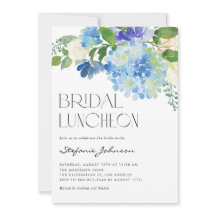 Wassercolor Blue Hydrangea Floral Bridal Luncheon