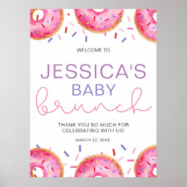 Wassercolor Donuts Baby Girl Brunch Poster