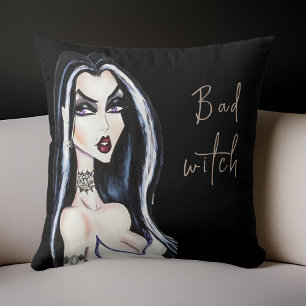 Wassercolor Gothic Bad Witch Halloween Kissen