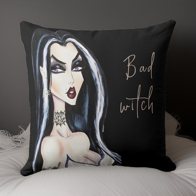 Wassercolor Gothic Bad Witch Halloween Kissen (Von Creator hochgeladen)