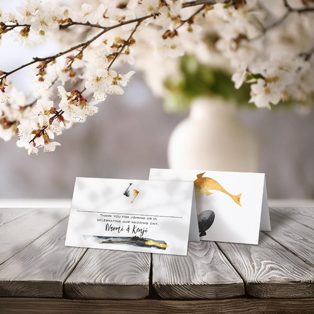 Wassercolor Koi Fish Wedding Platzkarte (Von Creator hochgeladen)