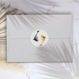 Wassercolor Koi Fish Wedding Runder Aufkleber