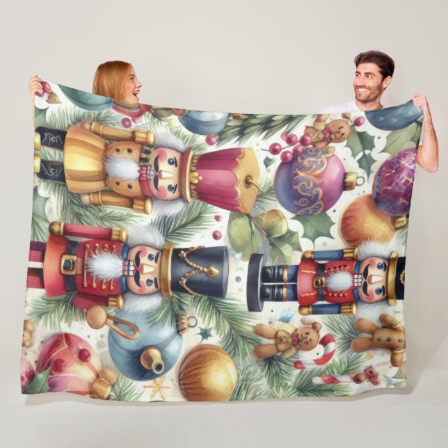 Wassercolor Nutcracker Weihnachtsmotifs Fleecedecke (Beispiel)
