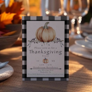 Wassercolor Pumpkin Erntedank Dinner | Schwarz Einladung