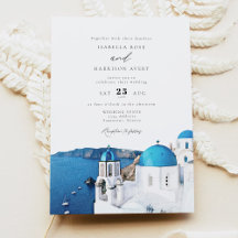 Wassercolor Santorini Griechenland Skyline Wedding