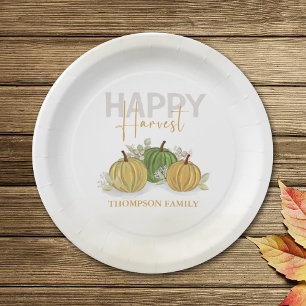 Wassercolor Simple Pumpkin Gourd Happy Harvest Pappteller