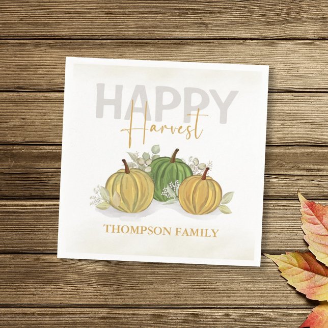 Wassercolor Simple Pumpkin Gourd Happy Harvest Serviette (Von Creator hochgeladen)