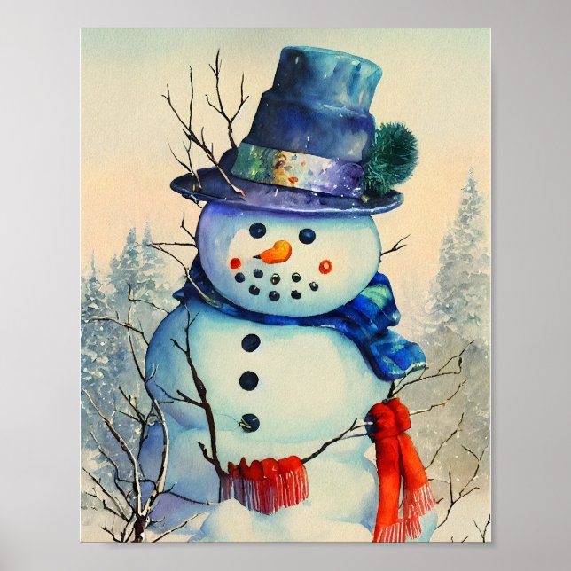 Wassercolor Snowman Poster (Vorne)