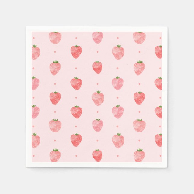 Wassercolor Strawberry Napkins | Strawberry Napkin Serviette (Vorderseite)
