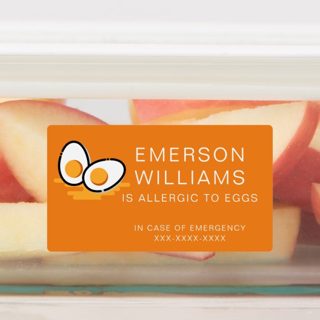 Wasserdichte Eier Allergie Warnmeldung Kindername Etiketten (Befestigt)
