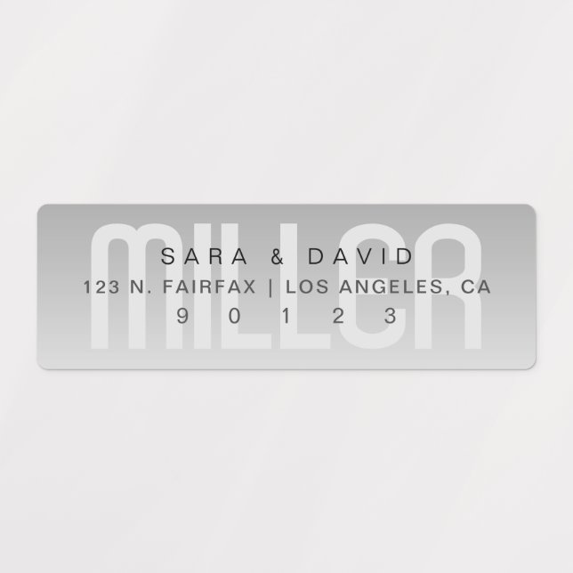 Wasserdichte, grau und Ombre-Adresse Etiketten (Design 1)